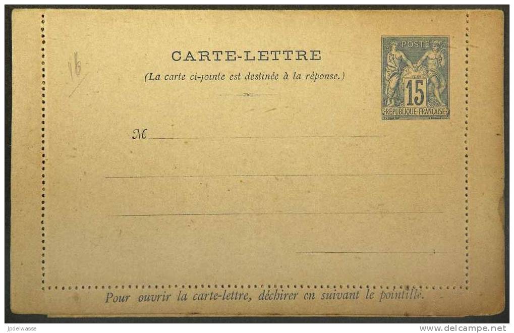 Carte-lettre Avec Réponse Payée Type Sage 15c Bleu Storch SAG J47 - Très Belle - Letter Cards