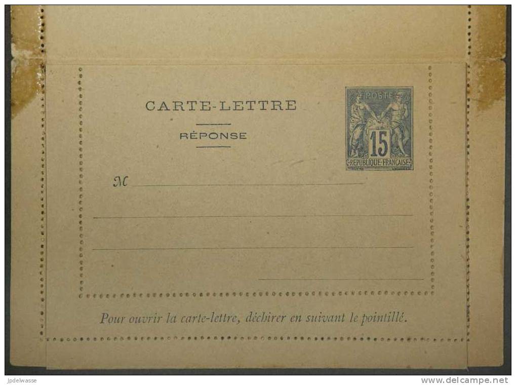 Carte-lettre Avec Réponse Payée Type Sage 15c Bleu Storch SAG J47 - Très Belle - Letter Cards