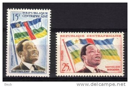 // Rep Centrafricaine Y&T 1/2 (Président Boganda) - NSC - Côte 0.75 € - Centraal-Afrikaanse Republiek