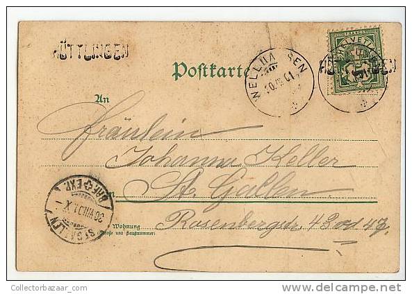 VINTAGE POSTCARD Ca1900 SWITERLAND LITHO GRUSS AUS WOMAN - Greetings From...