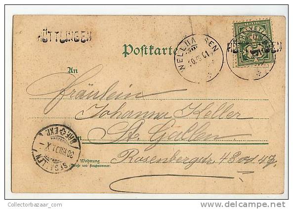 VINTAGE POSTCARD Ca1900 SWITERLAND LITHO GRUSS AUS WOMAN - Souvenir De...