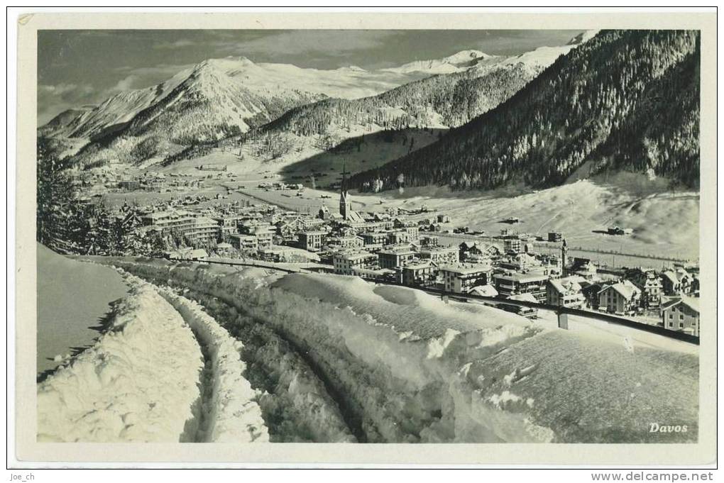 Schweiz/Suisse: AK Davos, Gesamtansicht, Winterlandschaft, 1931, 2 Scans - Davos