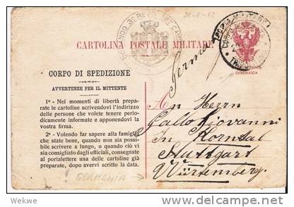 Iko035/   ITALIEN - Feldpost Ohne Nachporto 1912 Nach Stuttgart,  Deutschland - Sonstige & Ohne Zuordnung