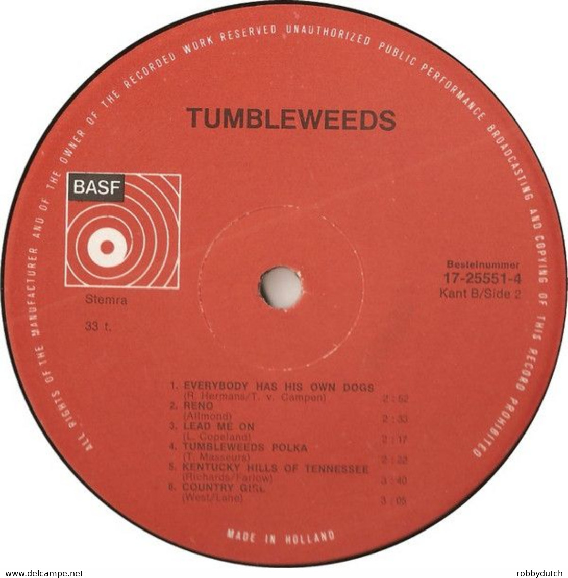 * LP * TUMBLEWEEDS - SAME (Holland 1974) - Country & Folk