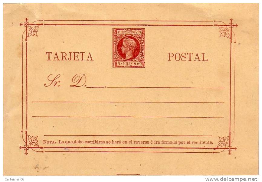 Entier Postal De Filipinas 1898 - 1850-1931