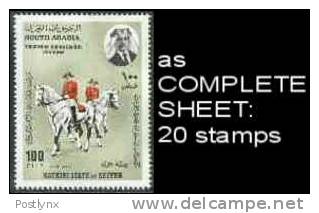 CV:&#8364;32.00,BULK:2x=40 StampsHORSES,ADEN-Kathiri State Of Seiyun 1967 Lippizianer Air Mail 100Fils ,Sheet:20 Stamps - Otros & Sin Clasificación