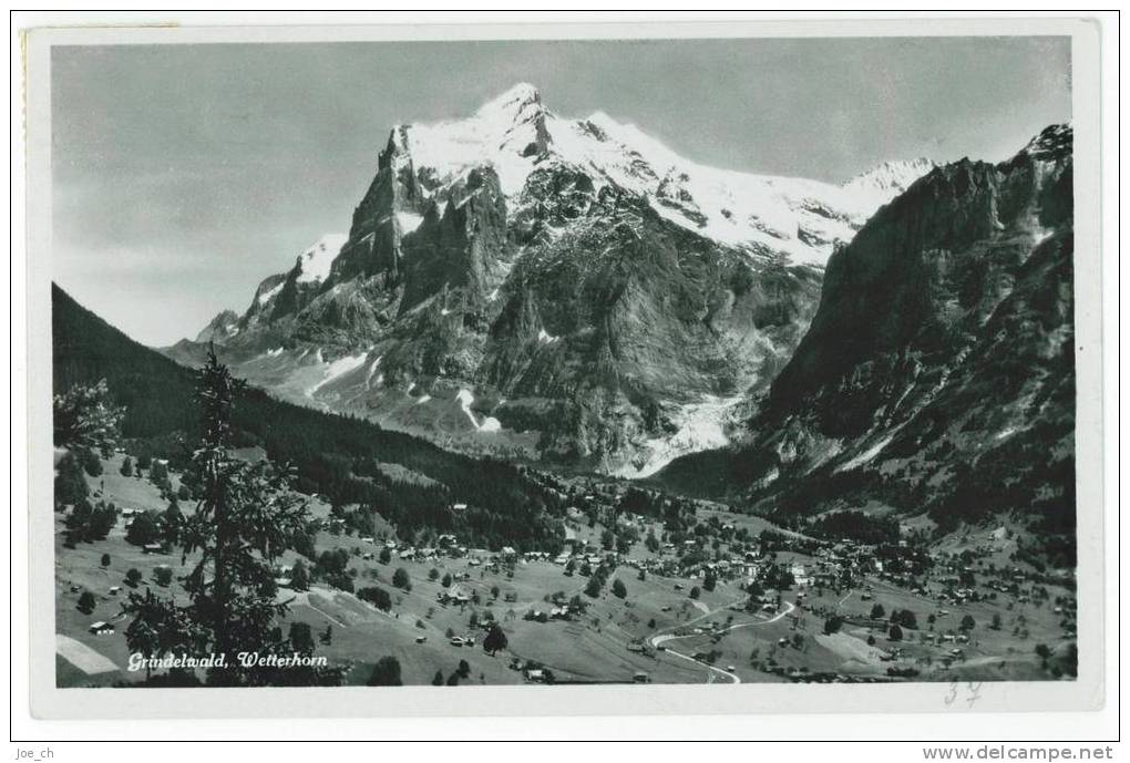 Schweiz/Suisse: AK Grindelwald Und Das Wetterhorn, 1937, 2 Scans - Grindelwald