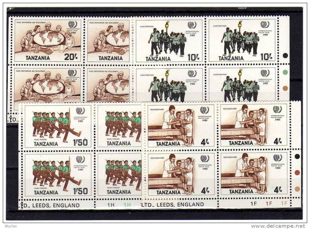 UNO-Jahr Der Jugend Arbeit Und Freizeit Tansania 288/1 Plus 4-Block ** 25€ UNESCO Bloc Youth Sheet From Africa - Tanzanie (1964-...)