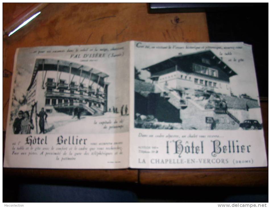 V..Val D Isere Hotel Bellier Et La Chapelle En Vercors  ( Drome )  Depliant Touristique  .........cp - Reclame