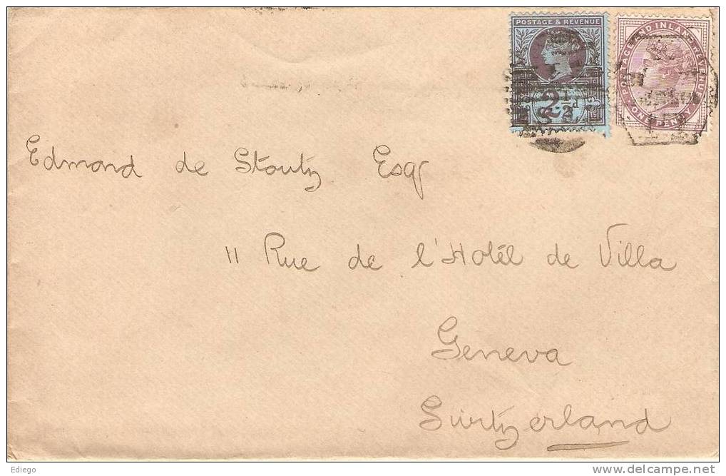 LETTRE 1900   LONDON - GENEVE   STAMPEL  ???? - Covers & Documents