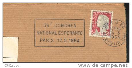 1964  France 75 Paris 83    Esperanto  Sur Devant De Lettre - Esperanto