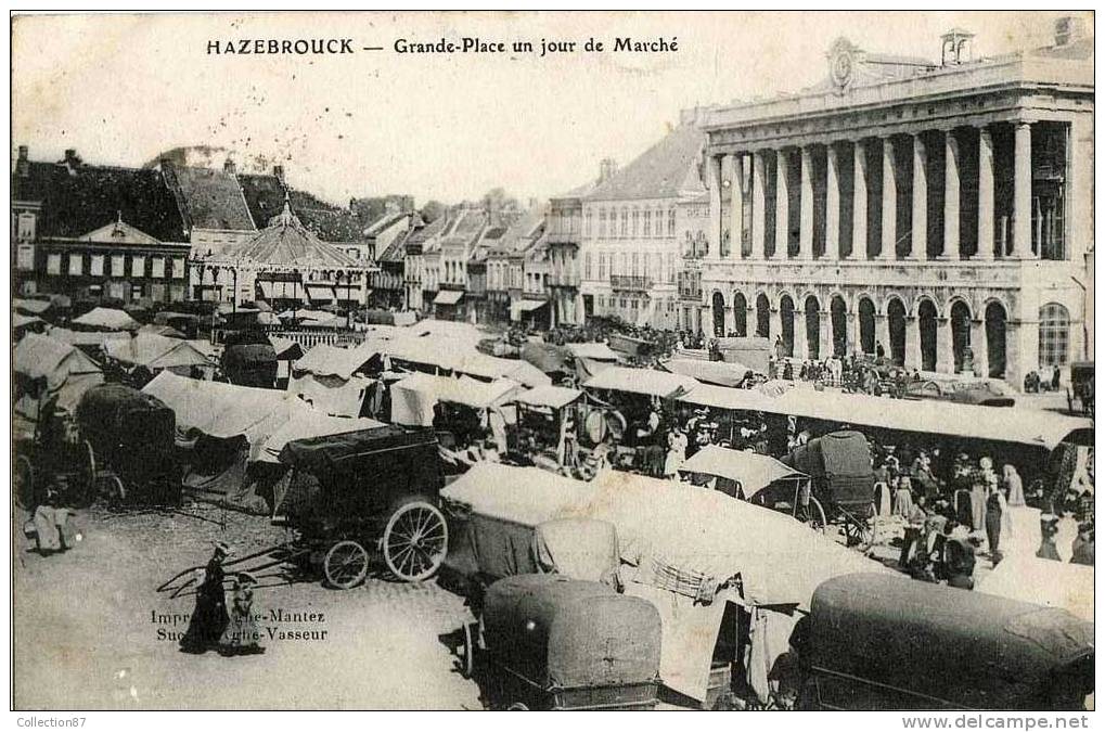 59 - NORD - HAZEBROUCK - GRANDE PLACE Un JOUR De MARCHE - Hazebrouck