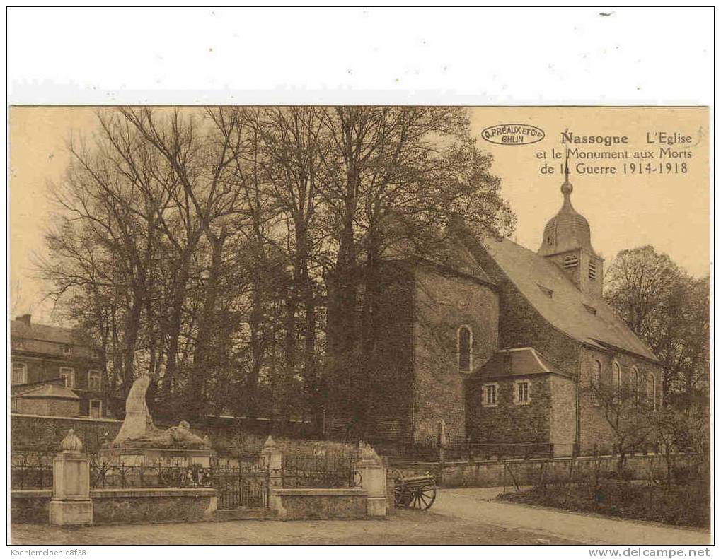 NASSOGNE - L'EGLISE ET LE MONUMENT AUX MORTS DE LA GUERRE14-18 - Nassogne