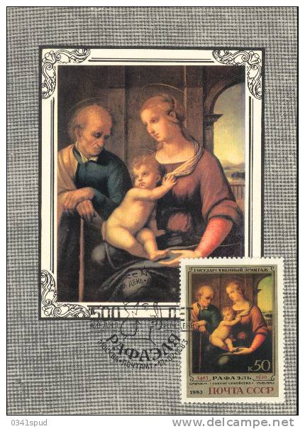 1983  Russie Carte Maximum  Raffaello Notre-Dame Madonna  Peinture Pittura Painting - Madonna