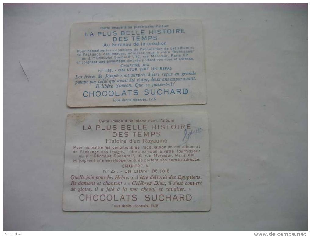 2 CHROMOS & IMAGES CHOCOLAT SUCHARD LA + BELLE HISTOIRE DES TEMPS: VOIR LES TITRES AU VERSO - N° 188-251-DE : 1955-1958 - Suchard