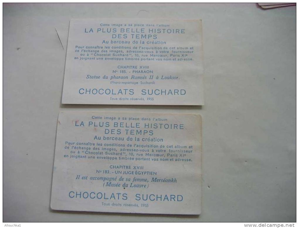 2 CHROMOS ET IMAGES CHOCOLAT SUCHARD LA + BELLE HISTOIRE DES TEMPS: VOIR LES TITRES AU VERSO -  DE : 1955-- N° 183-185 - Suchard