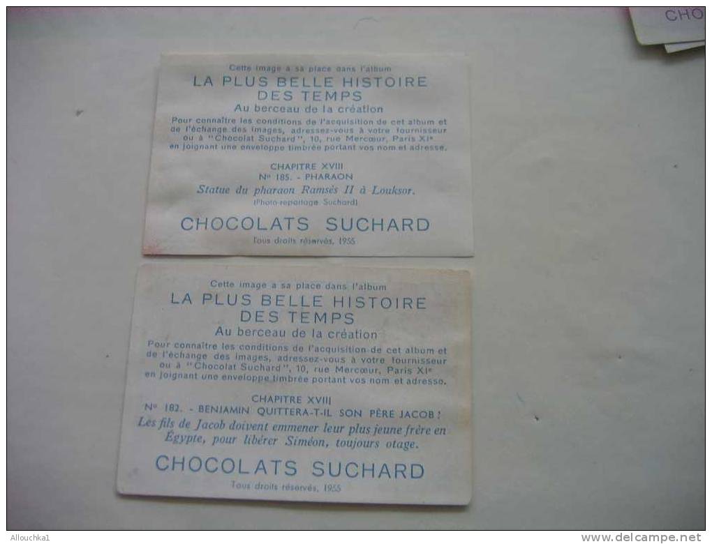 2 CHROMOS ET IMAGES CHOCOLAT SUCHARD LA + BELLE HISTOIRE DES TEMPS: VOIR LES TITRES AU VERSO -  DE : 1955-- N° 182-185 - Suchard