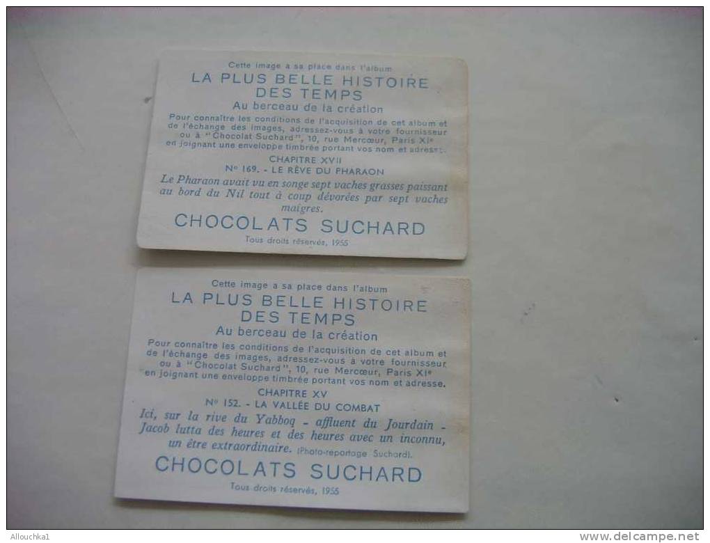 2 CHROMOS ET IMAGES CHOCOLAT SUCHARD LA + BELLE HISTOIRE DES TEMPS: VOIR LES TITRES AU VERSO -  DE : 1955-- N° 152-169- - Suchard