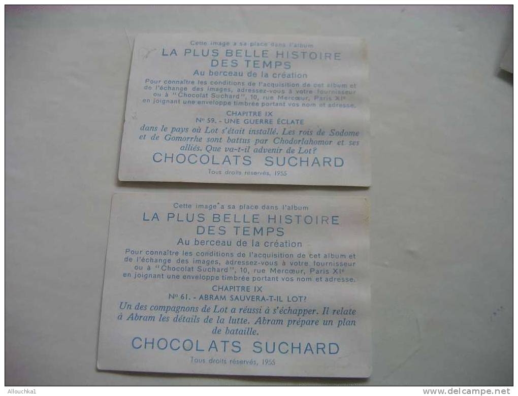 2 CHROMOS ET IMAGES CHOCOLAT SUCHARD LA + BELLE HISTOIRE DES TEMPS: VOIR LES TITRES AU VERSO -  DE : 1955-- N° - Suchard