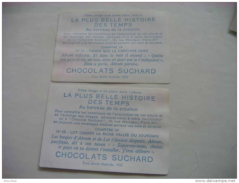 2 CHROMOS ET IMAGES CHOCOLAT SUCHARD LA + BELLE HISTOIRE DES TEMPS: VOIR LES TITRES AU VERSO -  DE : 1955-- N° - Suchard