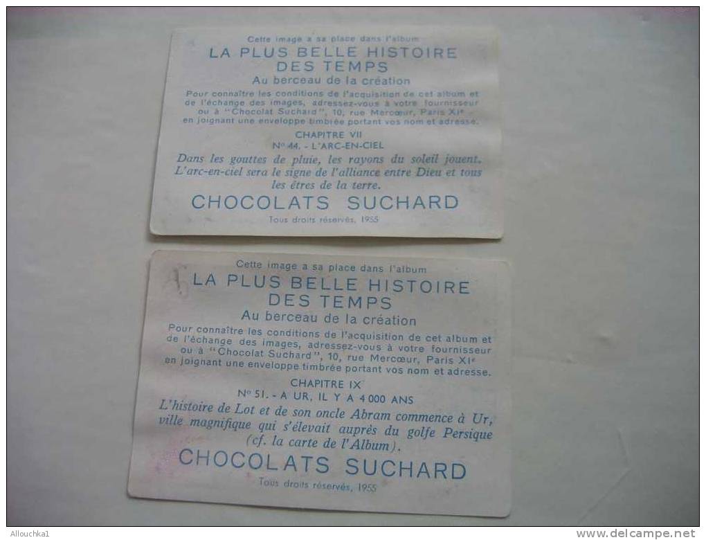 2 CHROMOS ET IMAGES CHOCOLAT SUCHARD LA + BELLE HISTOIRE DES TEMPS: VOIR LES TITRES AU VERSO -  DE : 1955-- N° - Suchard