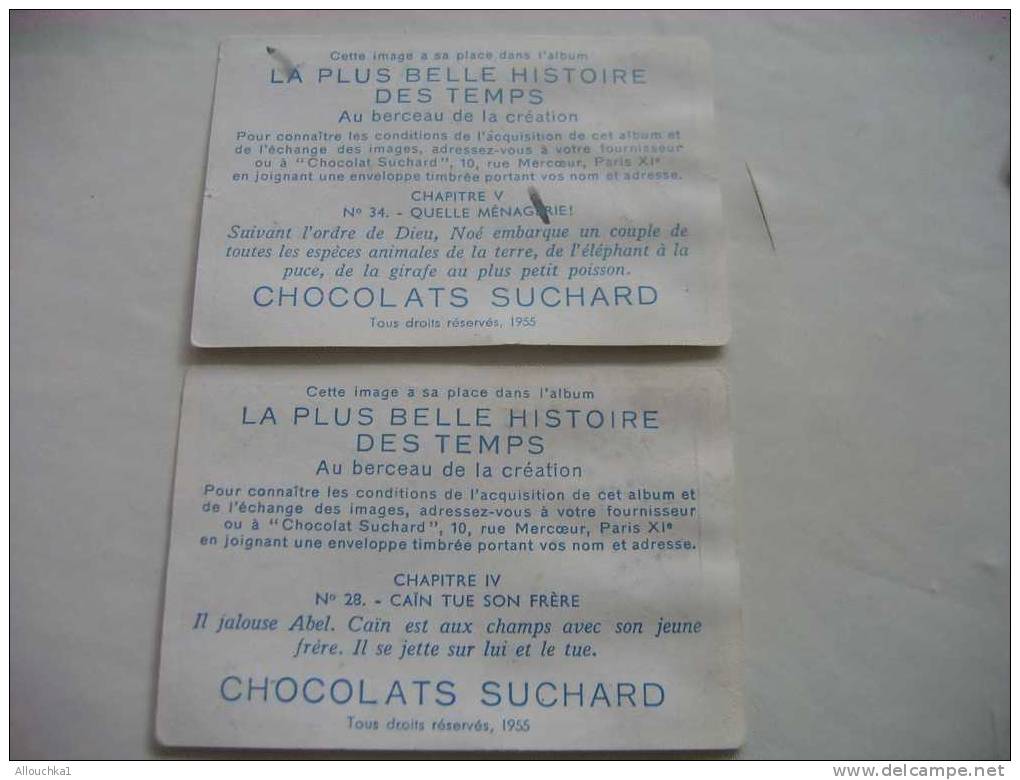 2 CHROMOS ET IMAGES CHOCOLAT SUCHARD LA + BELLE HISTOIRE DES TEMPS: VOIR LES TITRES AU VERSO -  DE : 1955-- N° - Suchard