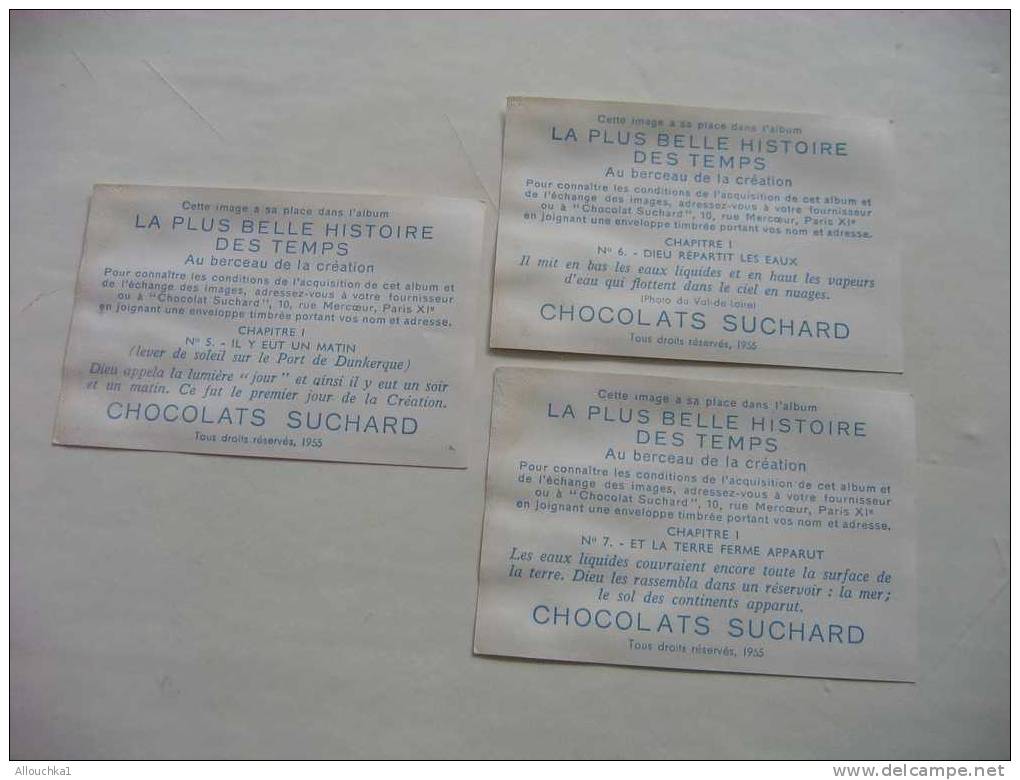 3 CHROMOS ET IMAGES CHOCOLAT SUCHARD LA + BELLE HISTOIRE DES TEMPS: VOIR LES TITRES AU VERSO -  DE : 1955-- N° - Suchard