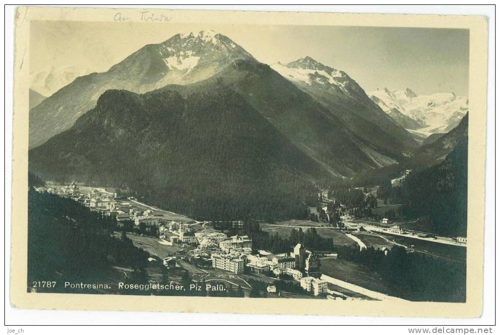 Schweiz/Suisse: AK Pontresina - Roseggletscher, Piz Palü, 2 Scans - Pontresina