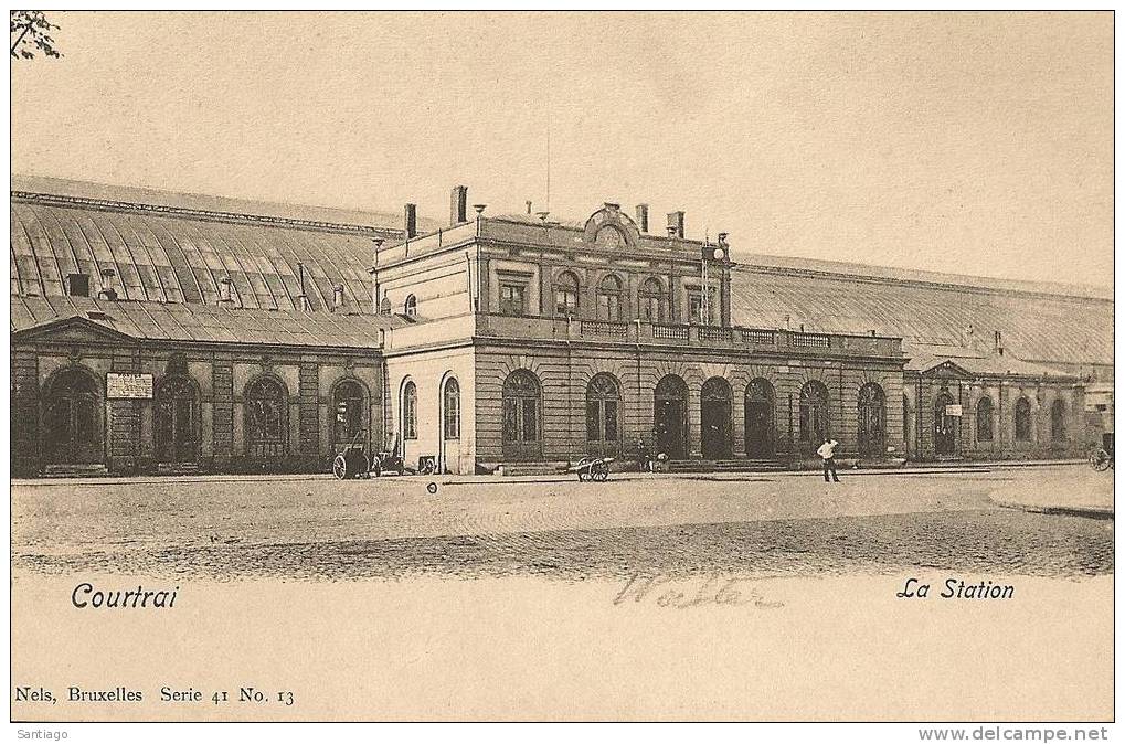 Postkaart / Carte Postale : Kortrijk / La Station / Het Station / Stempel Courtrai Depart  1908 - Kortrijk