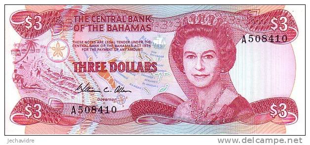 BAHAMAS    3 Dollars   Non Daté (1984)   Pick 44     ***** BILLET  NEUF ***** - Bahamas