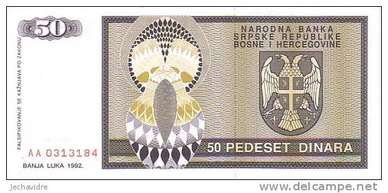 BOSNIE-HERZEGOVINE   50 Dinara  Daté De 1992  Pick 134a    ***** BILLET  NEUF ***** - Bosnie-Herzegovine