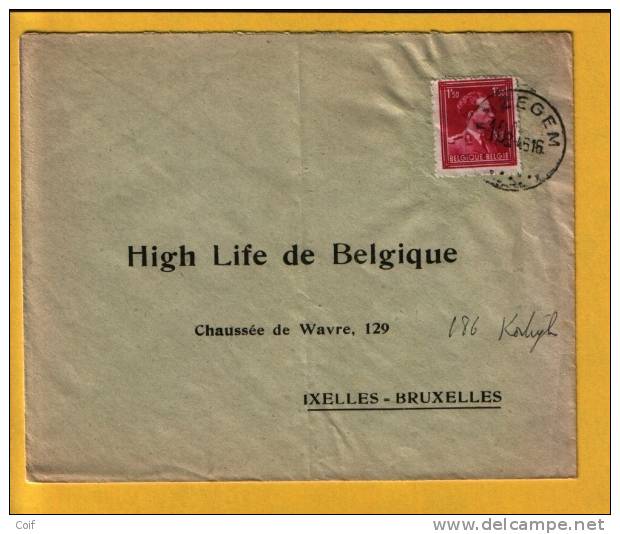 724N (-10% Locale Opdruk) Op Brief Met Stempel ANZEGEM(VK) - 1946 -10 %