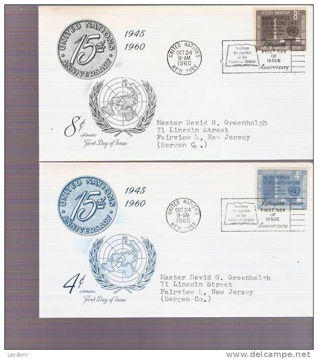 FDC's United Nations - Scott # 83-84 15th Anniversary Of The United Nations - Other & Unclassified