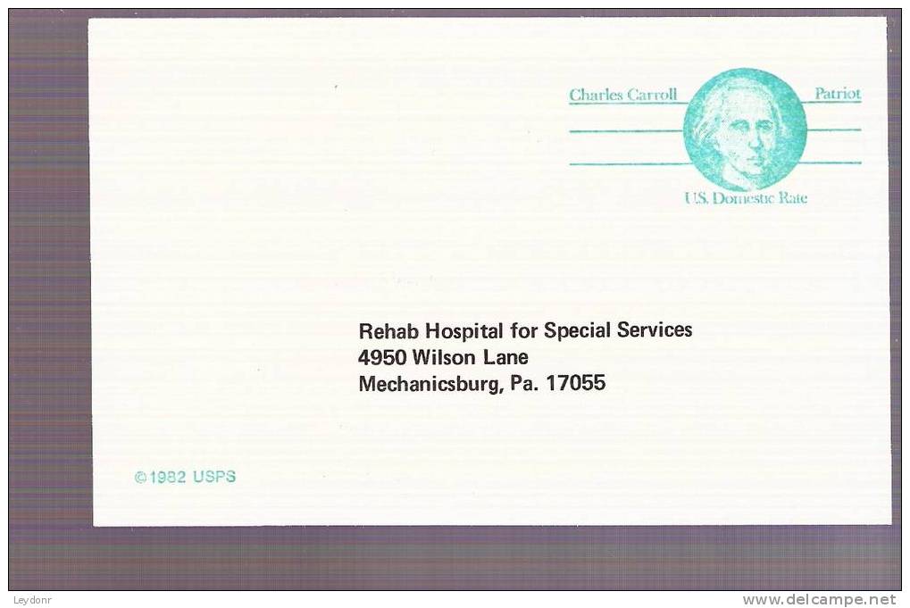 Postal Card - Charles Carroll - Scott # UX105 - 1961-80