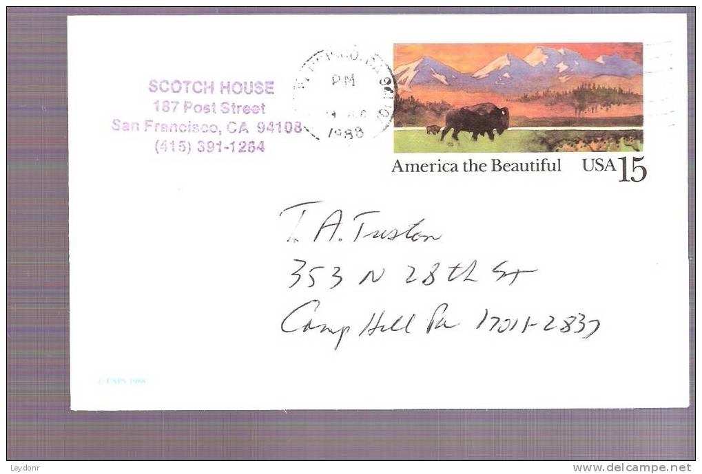 Postal Card - American Buffalo And Prairie - Scott # UX120 - 1981-00