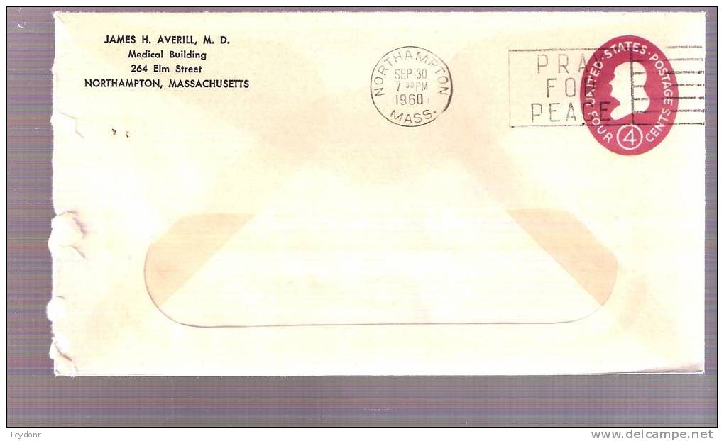 FDC Stamped Envelop -Benjamin Franklin- Scott # U536 - Northampton, MA - 1941-60