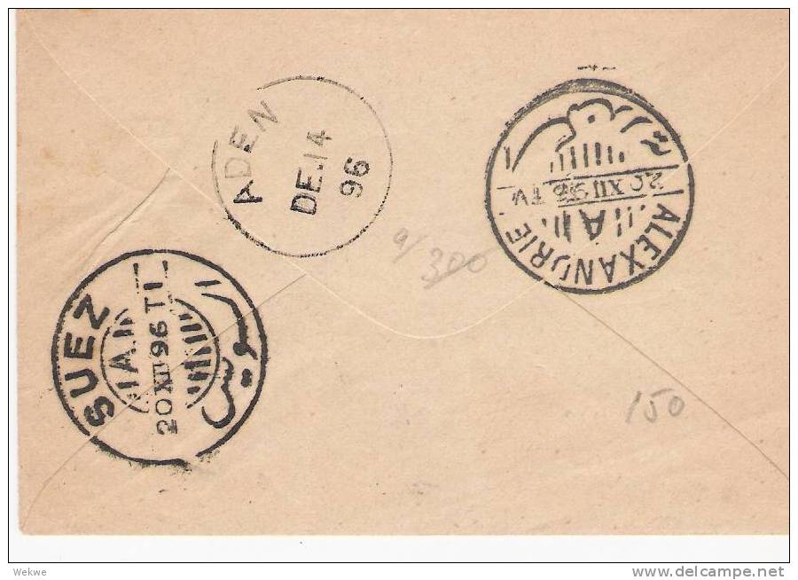 Faf114/ Kuvert Nr. 1. Sansibar-Alexandria Par Aden 1896 - Briefe U. Dokumente