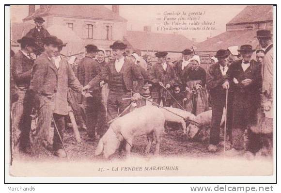 VENDEE . CHALLANS . LA VENDEE MARAICHINE MARCHE AUX COCHONS (plié Au Centre De Haut En Bas Dans L état) - Challans