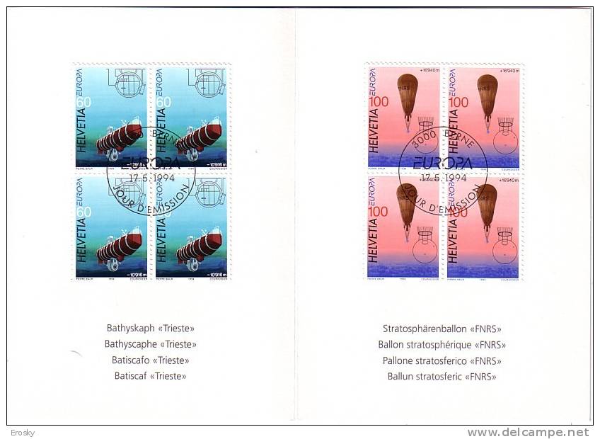 PGL - SWITZERLAND N°1453/54 BLOCKS OF FOUR IN PTT FOLDER - Postzegelboekjes