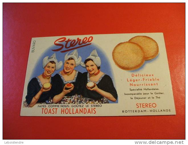 BUVARD -STEREO-TOAST HOLLANDAIS-TAILLE: 16X9.5CM - Sucreries & Gâteaux