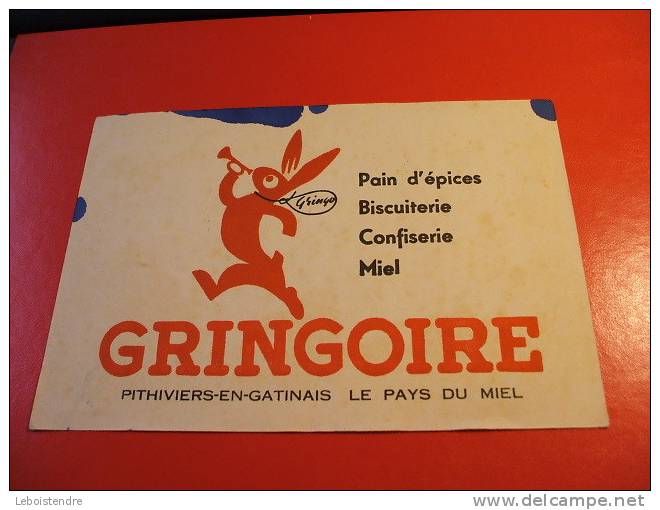 BUVARD :GRINGOIRE-PAIN D´EPICES-BISCUITERIE CONFISERIE MIEL-PITHIVIERS-EN-GATINAIS-TAILLE: 21X13.5CM - Gingerbread