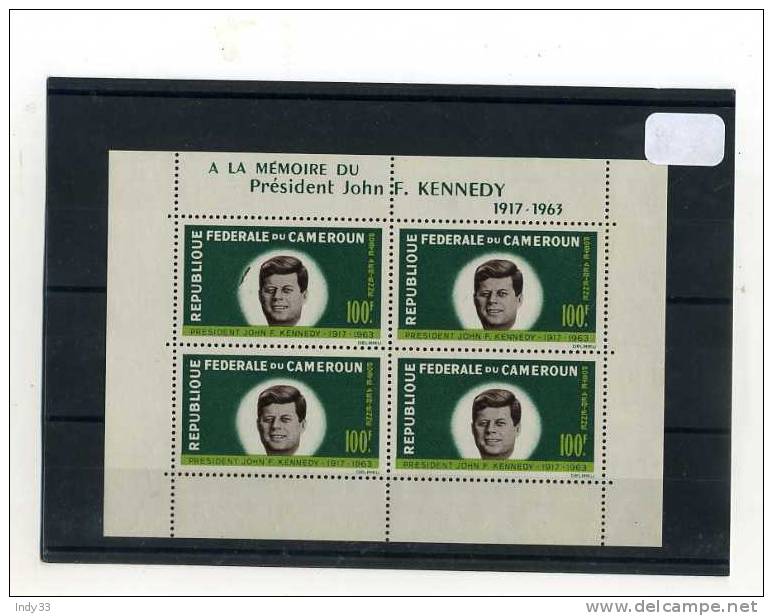 - A LA MEMOIRE DU PRESIDENT J.F. KENNEDY . BLOC COMPLET DE 4 . REPUBLIQUE FEDERALE DU CAMEROUN . - Kennedy (John F.)