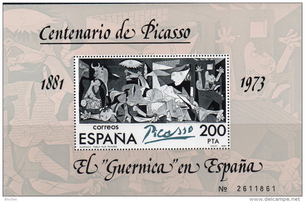 Pablo Picasso 1981 Spanien Block 23 Im Typ I ** 3€ Gemälde Des Malers El Guernica Bf Art Bloc Painting Sheet Of ESPANA - Museen