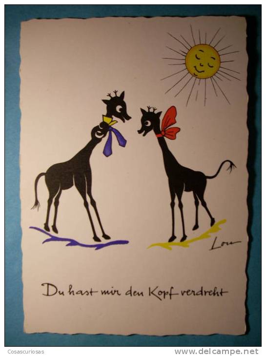 R.8282  DUHAST MIR DEN KOPF VERDREHT  ANIMALES  JIRAFAS  REPRO COPY YEARS / AÑOS 1960/85  MAS EN MI TIENDA - Giraffes