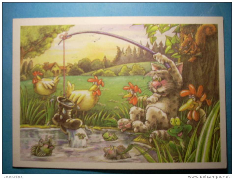 R.8284  DIBUJOS  DEPORTES  PESCA  ANIMALES    REPRO COPY YEARS / AÑOS 1989  MAS EN MI TIENDA - Fishing