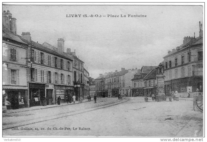 93..CP..LIVRY..PLACE DE LA FONTAINE..NIME COMMERCE TABAC..COLLEC: GALLAIS LE RAINCY..FROTTEMENT COTE GAUCHE..1918 - Livry Gargan