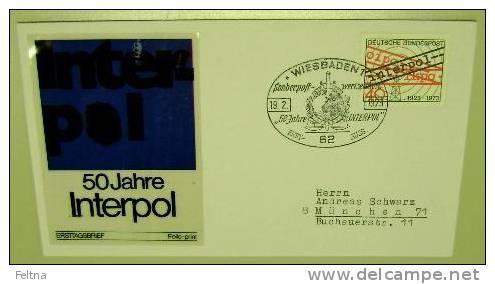 1973 GERMANY COVER INTERPOL 50 YEARS - Polizei - Gendarmerie