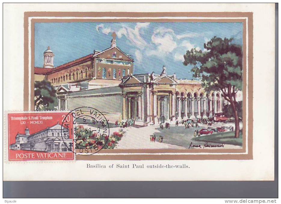 VATICAN CARTE MAXIMUM NUM.YVERT  324 ARRIVEE DE SAINT PAUL A ROME  LA BASILIQUE - Cartoline Maximum