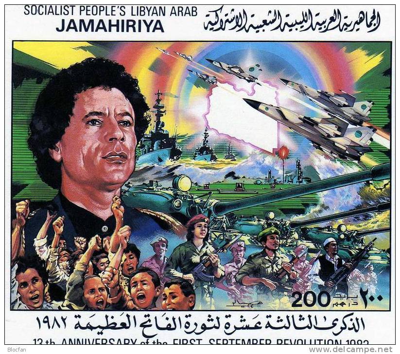 13 Jahre September-Revolution Oberst Gaddafi Waffen Libyen Block 67 ** Plus O 6€ Bloque Hoja M/s Military Sheet Bf Libya - Libya