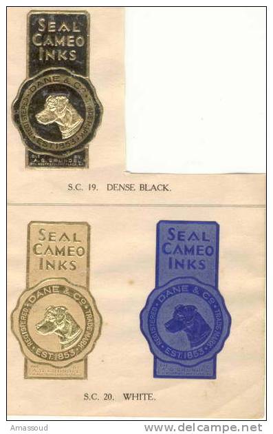 Paper Stickers Seal Embossed Of CAMEO Ink Vintage Old DANE - Tintenfässer